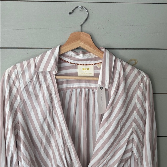 Maeve by Anthropologie Striped Button-Front Blouse — Size 8 - Picture 4 of 8